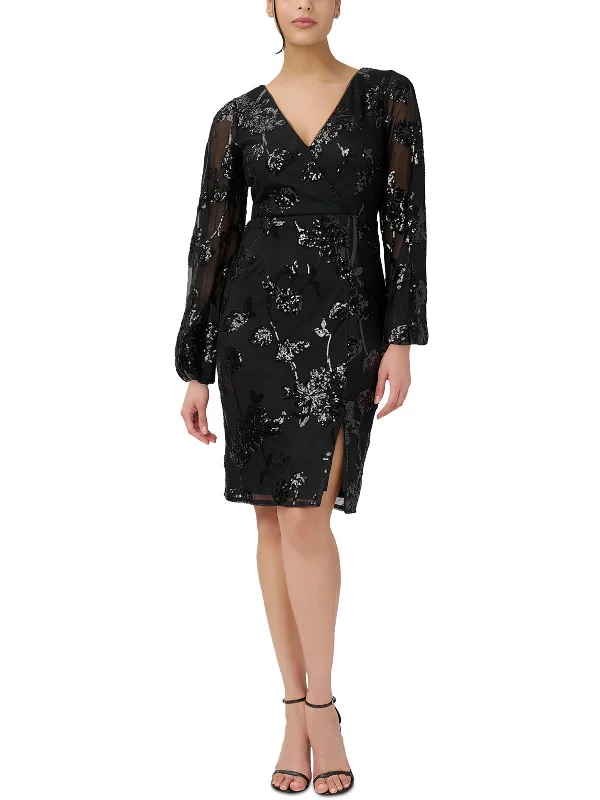 Odd Size Clearance Sale Womens Sequined Knee-Length Cocktail and Party Dress
