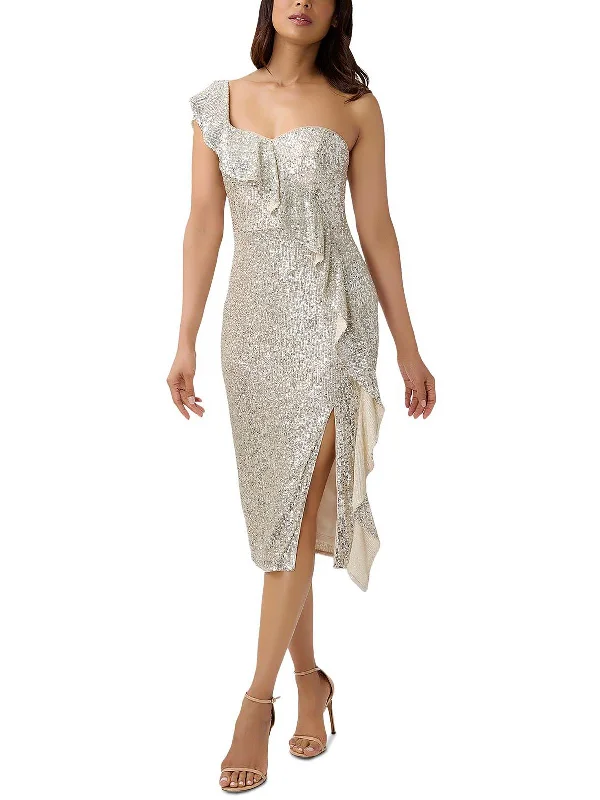 Women's Fashion Hotspots Womens Sequined Midi Cocktail and Party Dress
