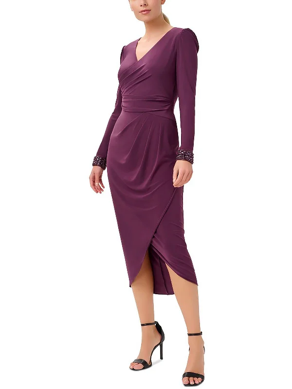 Romantic Flair Womens Surplice Tea Wrap Dress