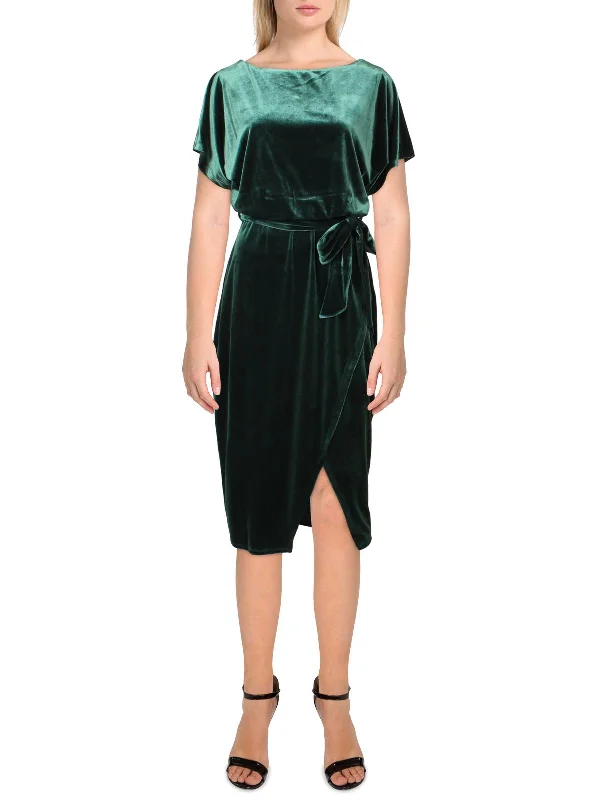 Fashion For Every Occasion Womens Velvet Boatneck Midi Dress