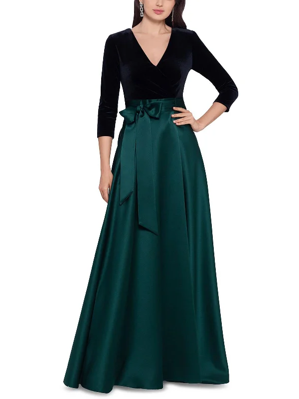 Elegant Styles Womens Velvet Top Ball Evening Dress