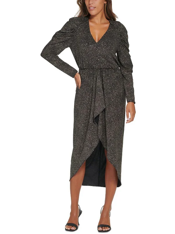 Trendsetter's Closet Womens Waterfall Ruffle Hi-Low Cocktail and Party Dress