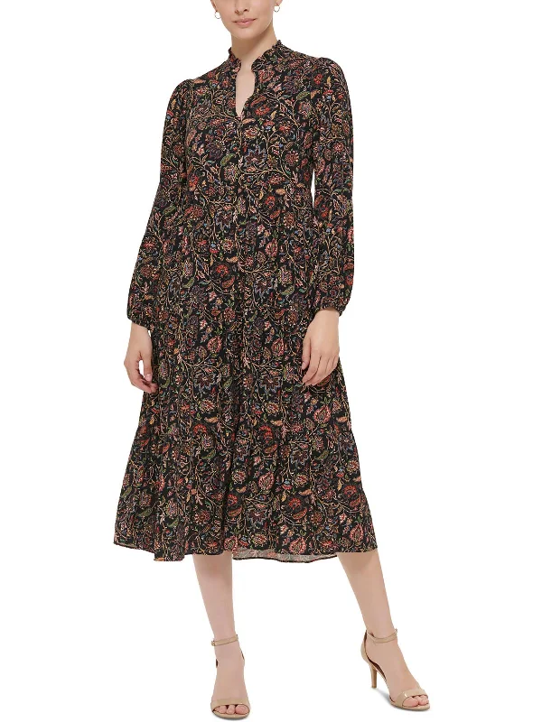 Explore What's New Womens Woven Floral Midi Dress
