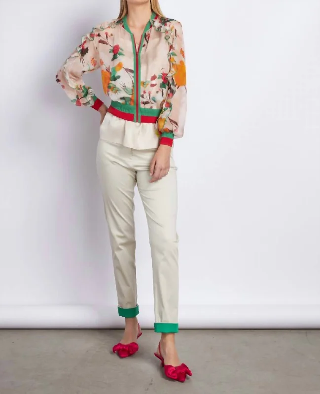 Season Offer Beige & Green Pant In Khaki 420