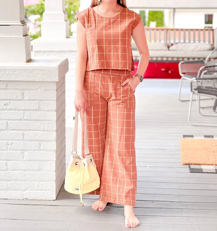 Elegant Clothing Billie Pants In Walnut Plaid