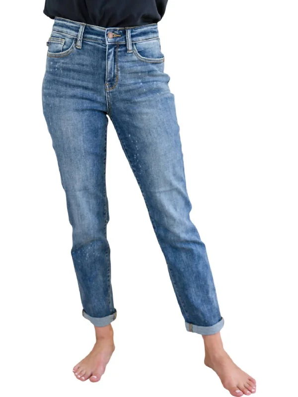 Limited Stock, Big Discounts Corey Hi Rise Bleach Splash Boyfriend Jeans In Blue