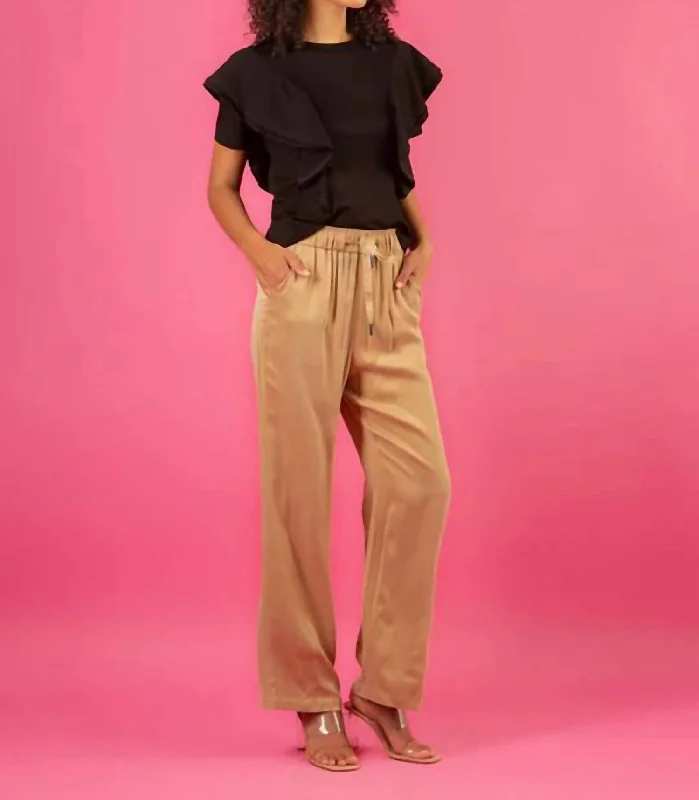 Gift Ideas Cupro Relaxed Pant In Khaki