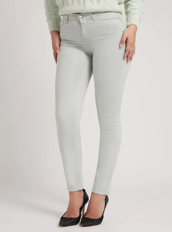 Chic Everyday Wear High-Rise 1981 Satin Skinny Denim Jeans In Light Khaki