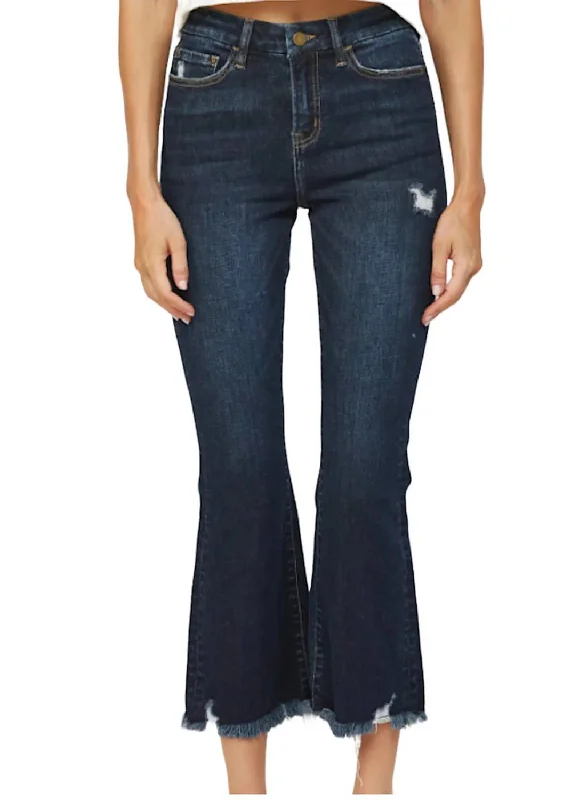 Everyday Basics High Rise Crop Flare Jean In Dark Wash