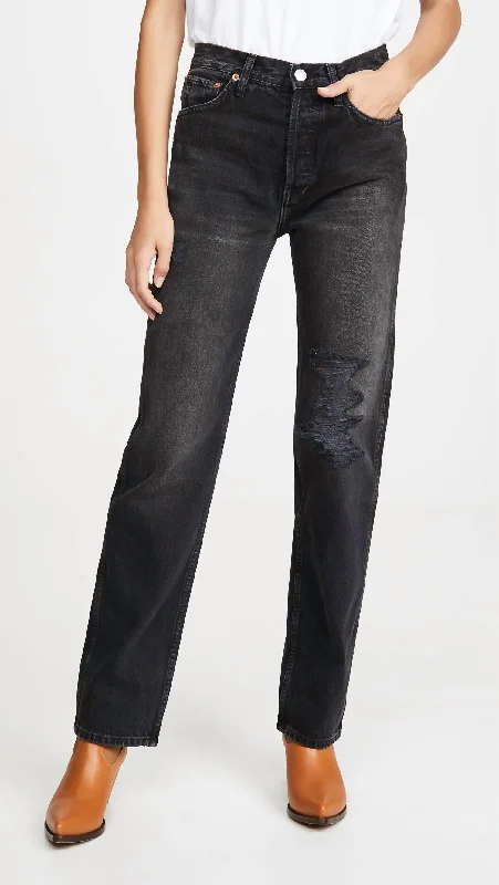 Premium Style High Rise Loose Jeans In Originals Black