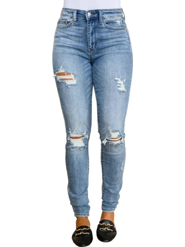 Best Deals Of The Season Juno Tall Skinny Destroyed Jeans In Blue