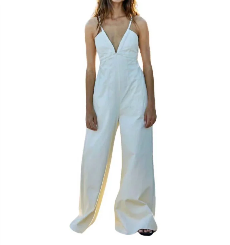 Daily Essentials Midweek Denim Jumpsuit In Ivory