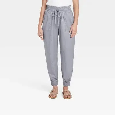 Vibrant Femme Fashion A New Day Women's Plus Straight High Rise Ankle Length Jogger Pants Stretch