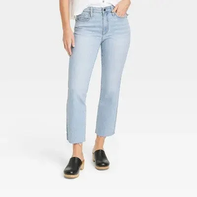 Luxury Fashion for Women Universal Thread Women's Mid-Rise Bootcut Cropped Jeans Stretchy Raw Edge