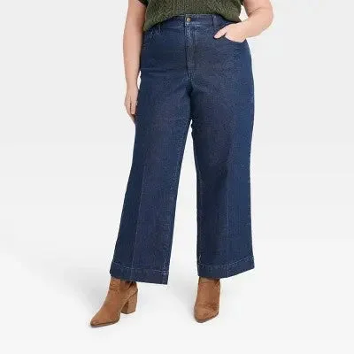 Your Timeless Wardrobe Awaits Universal Thread Women's High Waisted Wide Leg Cropped High-Rise Jeans, Dark Wash