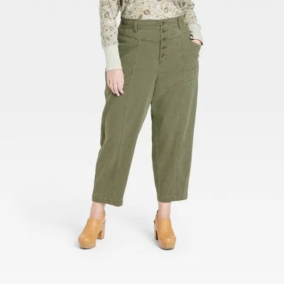 Fashion Essentials Knox Rose Womens Plus Mid Rise Tapered Leg Full Cargo Pants Heavyweight