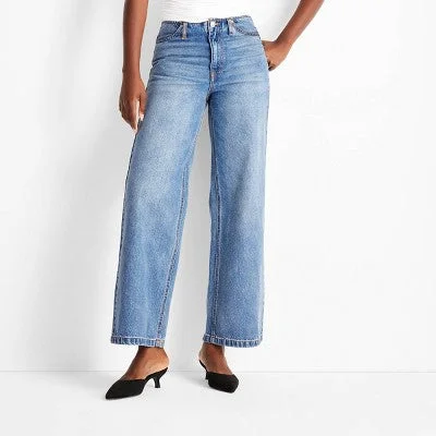 Get The Latest Trends New - Women's Mid-Rise Wide Leg Jeans - Future Collective