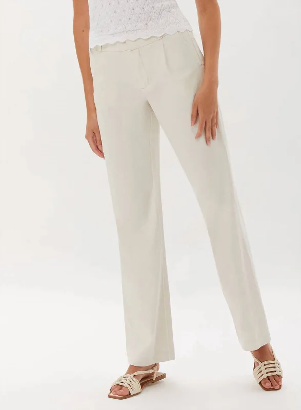 Floral Style Parsons Belted Wide Leg Pant In Ecru