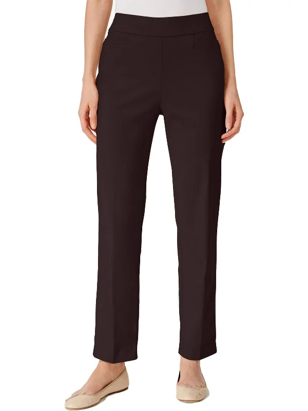Women's Outerwear Apparel Current Trends Petites Womens Modern Fit Slimming Straight Leg Pants