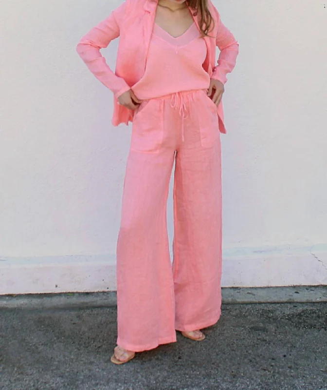 Big Discounts Pocket Linen Pant In Geranium