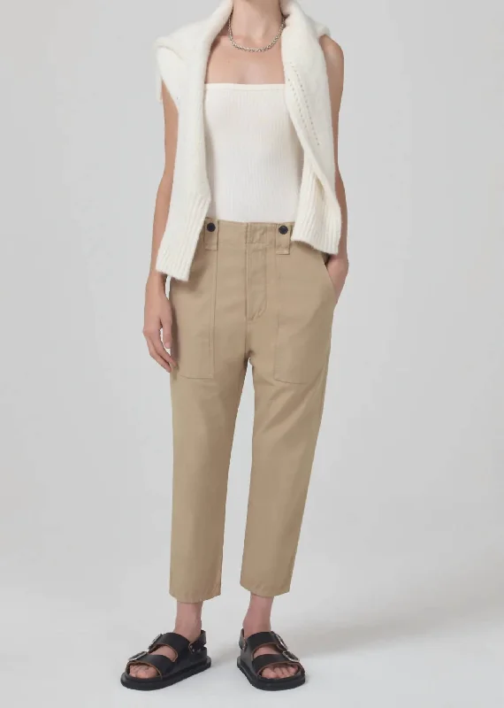 Style Beyond Borders Pony Boy Utility Pants In Khaki Classic