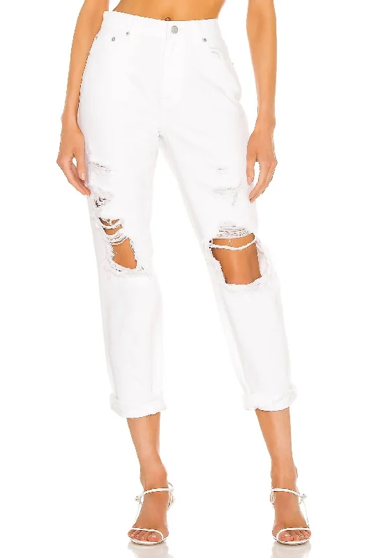 Evening Looks Presley High Rise Relaxed Roller Jeans In Blizzard