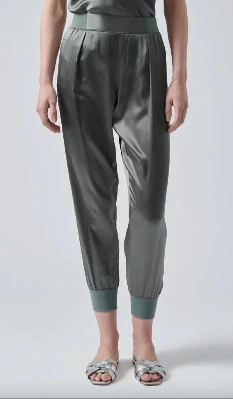 Seasonal Clearance Silk Joggers In Olive Drab