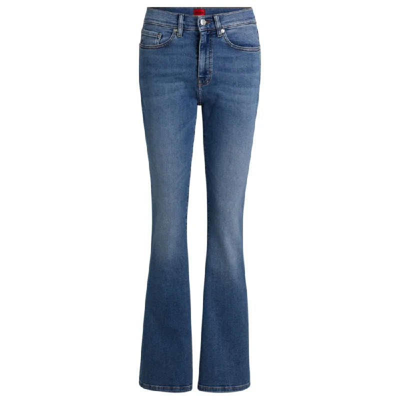 Elegant Style Skinny-fit flared jeans in blue super-stretch denim