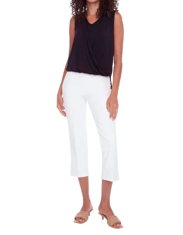 Sophisticated Cut Solid Palermo Cropped Pant In White