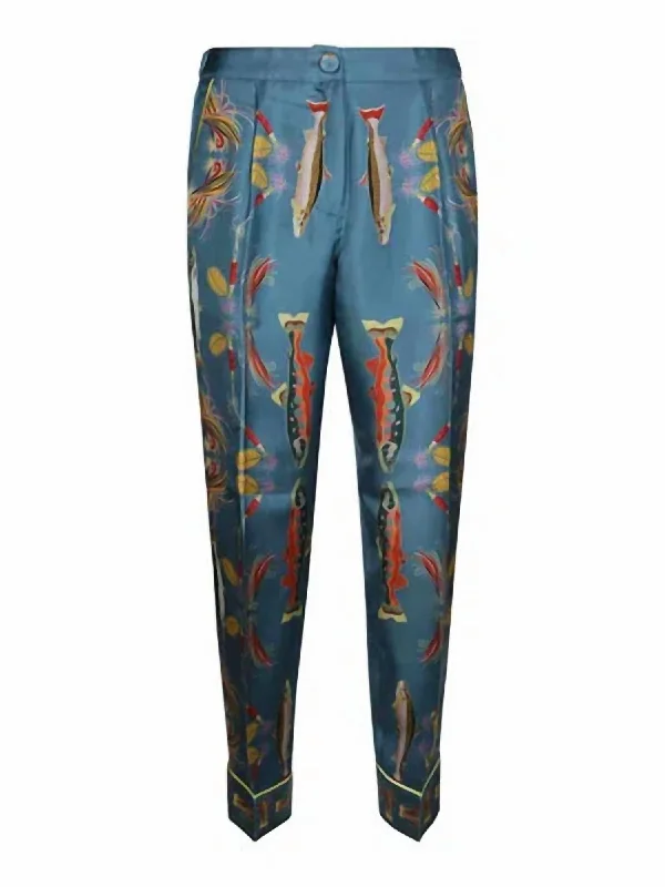 Latest Fashion Women's Fish Silk Pants In Blue