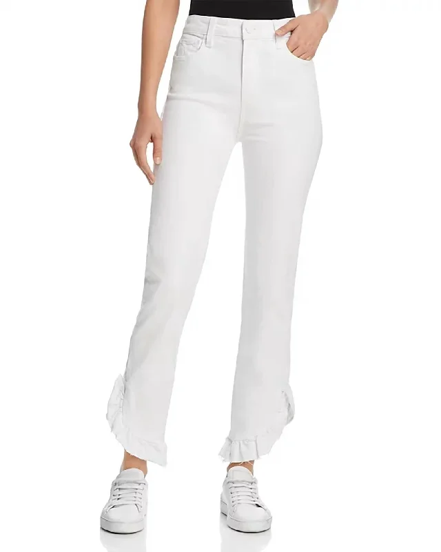 Flash Sale Now Women's Hoxton Straight Ruffle Jeans In White