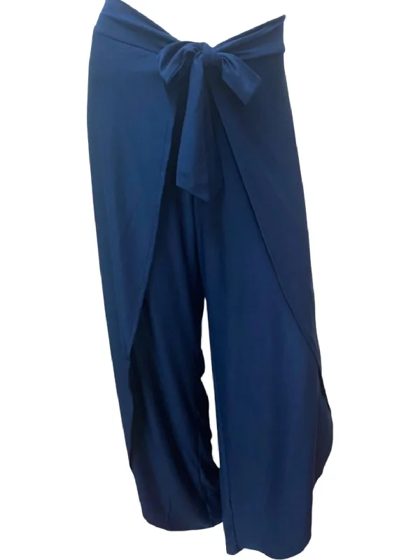 Chic Style, Always In Vogue Women's Wrap Front Pants In Navy